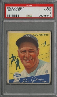 1934 Goudey #37 Lou Gehrig – PSA GD 2